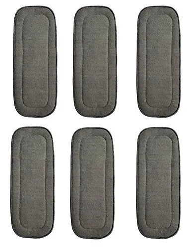 6 Pack Bamboo Charcoal Inserts 5 Layers for Cloth Diapers Washable Large 14" X
