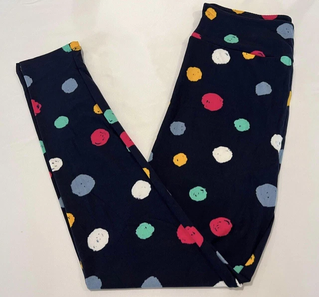 NEW Lularoe TC Leggings BLUE Navy Nautical Polka Dot RAINBOW Colorful Turquoise