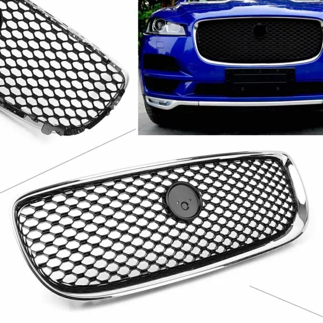 Front Grille Bumper Mesh Grill For Jaguar XE 2015 2016 2017 2018 Black&Chrome