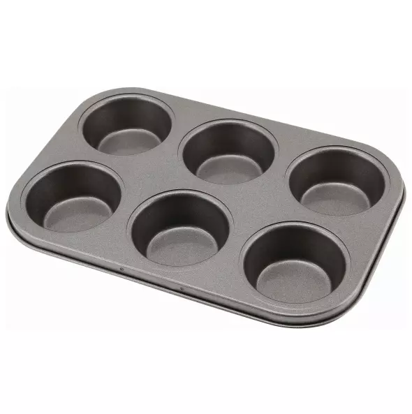 GD010 Vogue Carbon Steel Non-Stick Muffin Tray 6 Cup