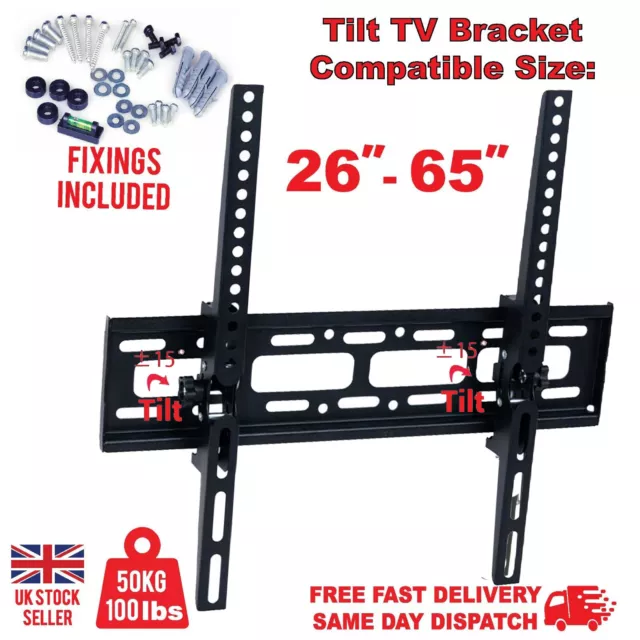 TV Wall Bracket Mount TILT For 26 32 40 50 55 Upto 65 Inch Flat LCD LED OLED TV