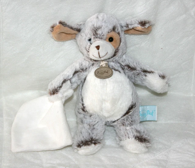 Babynat Baby Nat Doudou Chien Lapin Blanc Marron Chine Mouchoir Blanc Etat Neuf