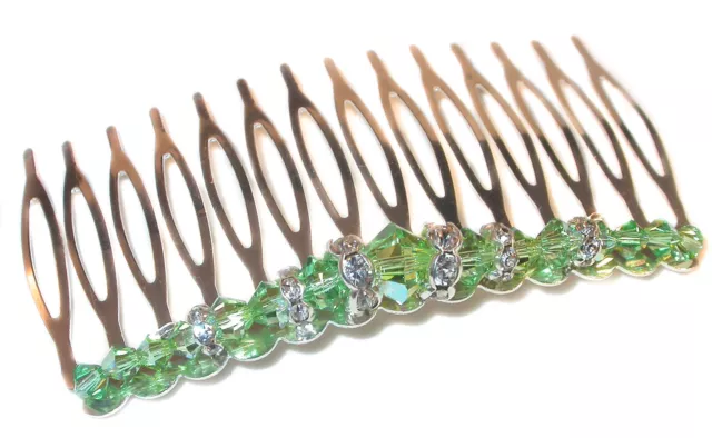 PERIDOT GREEN Crystal Hair Comb Swarovski Crystal Elements