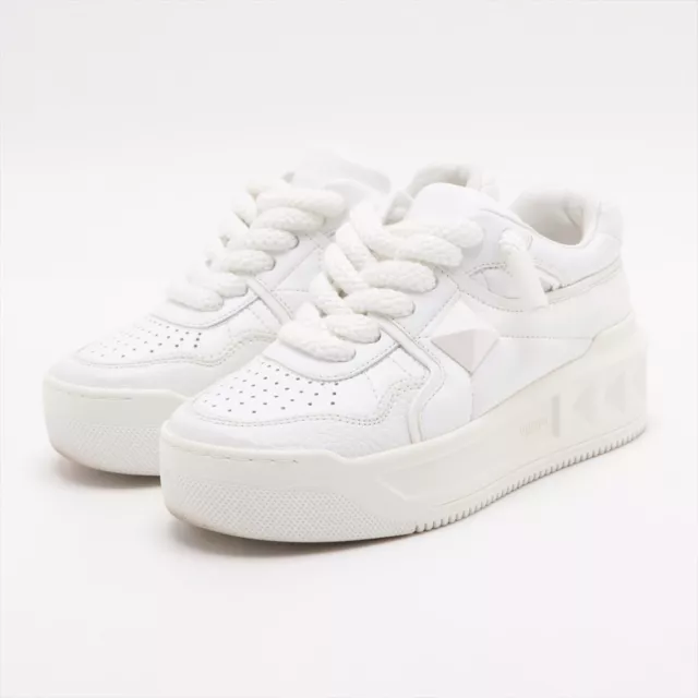 Valentino Garavani Leather Sneakers 35 Women's White Rock Studs