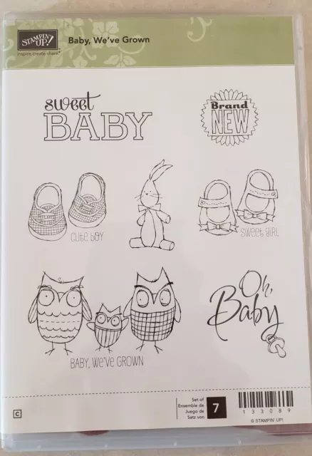 Stampin Up Baby We've Grown Cute Boy Sweet Girl Shoes Stuffed Bunny Owl Family