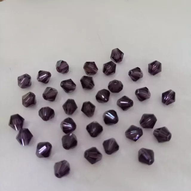 48pcs 6mm Violet Purple Crystal Glass Bicone Beads AUS Free Postage