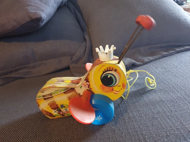 Jouet Vintage Fisher-Price Queen Buzzy Bee En Bois - Jouet à Tirer - Occasion
