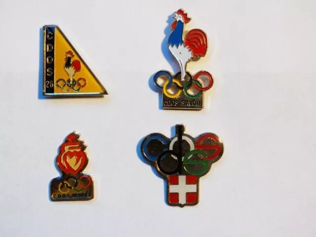 4 pin's CDOS 26 Savoie Vendée coq anneaux Jeux Olympiques Albertville 1992 JO 92