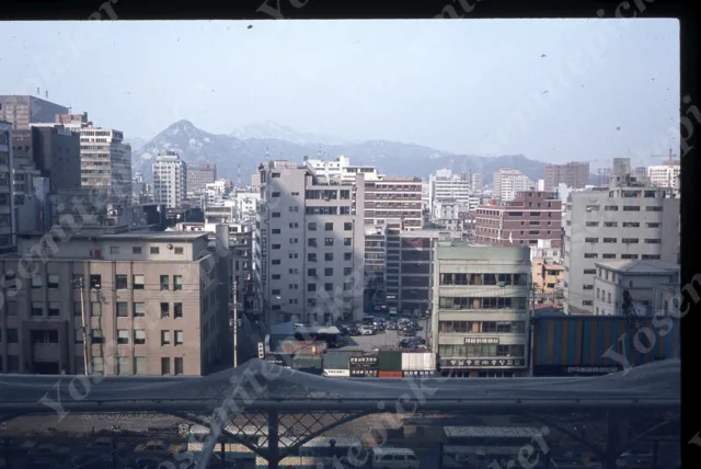 sl68 Original slide 1982 Seoul Birdseye Downtown Railroad view 623a