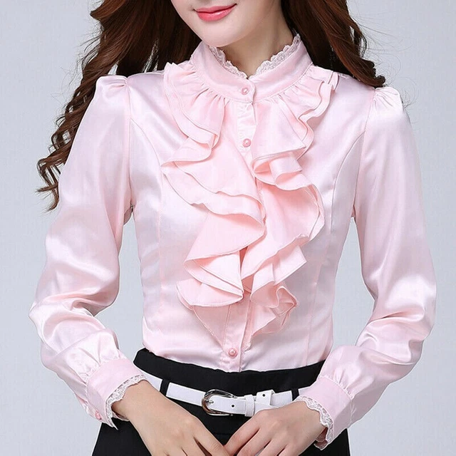 Women's Retro Lolita Lace Blouse – Peter Pan Collar, Ruffle Trim, Loose Fit