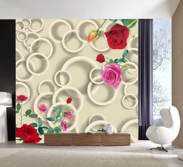 3D ROSE CIRCLE ZHUA3757 Wallpaper Wall Murals Removable Self-adhesive ...