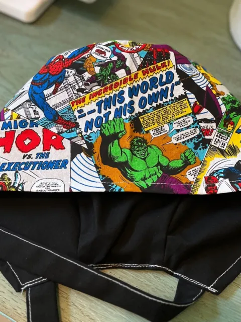 Avengers comic  3reversible Women's Skull/Chemo Surgical Scrub Hat/Cap Handmade