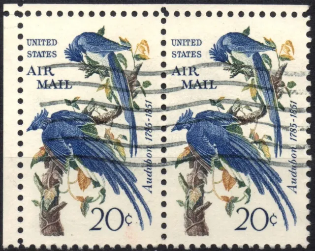 STATI UNITI USA 1967 - Posta Aerea - Coppia usata d'angolo 20 c. uccelli  #SUW