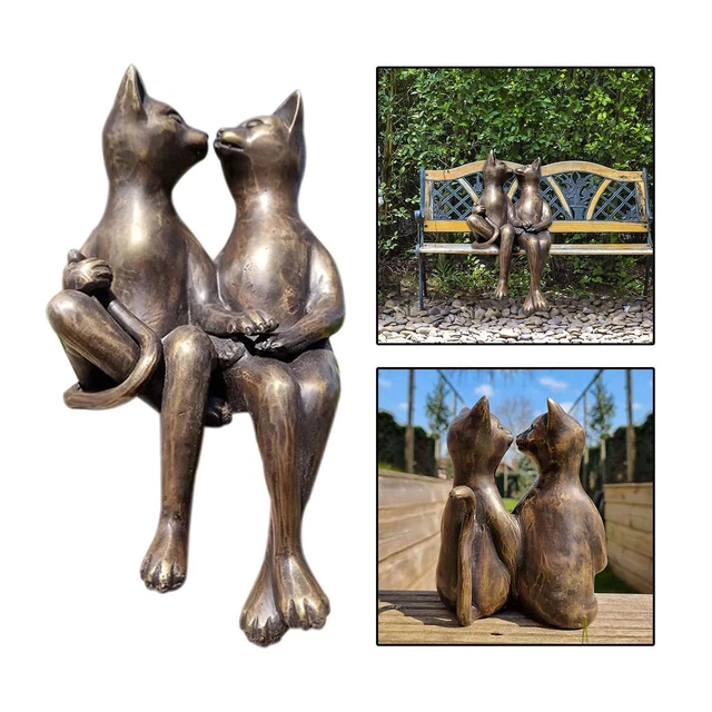 Joli couple amoureux figurine de chat ornement de chat en résine pour décor