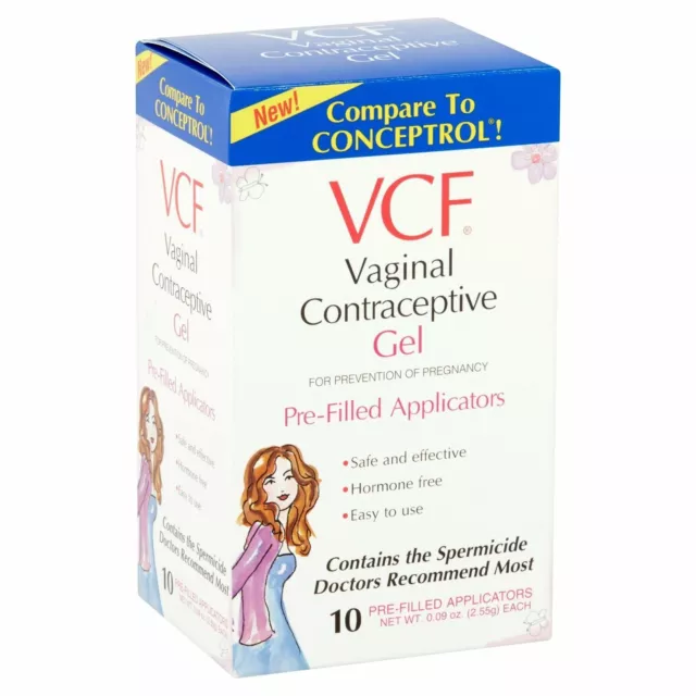 VCF Vaginal Contraceptive Gel Pre-Filled Applicators Hormone Free 10 Ct 2 Pack