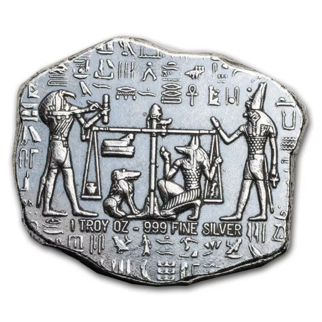 1 oz .999 Silver Art Bar Hand Poured Ancient APMEX Anubis Egyptian Tut Relic +