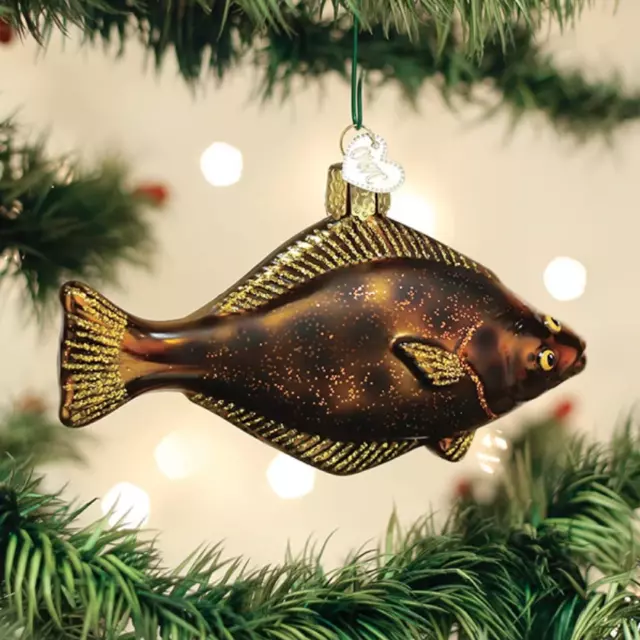 Old World Christmas Pacific Halibut Nautical Glass Christmas Ornament 12584