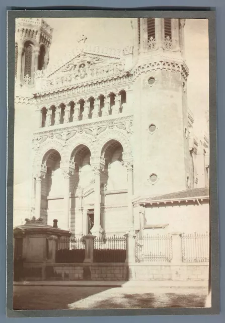 France, Lyon, Notre Dame de Fourvière  Vintage silver print.  Tirage argen