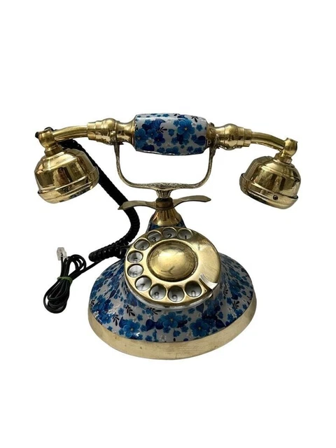 Teléfono giratorio vintage de latón náutico Teléfono antiguo francés...