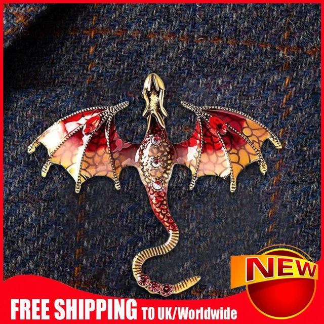 Spilla Drago Volante Smalto Spilla Drago Squisita per Cappotto (Rosso)