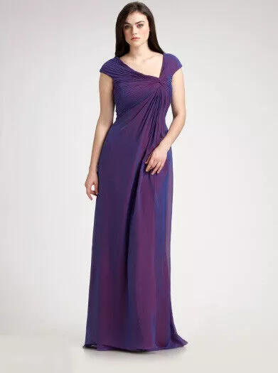 Tadashi Shoji Iridescent Silk Chiffon Gown SZ 4 Hyacinth