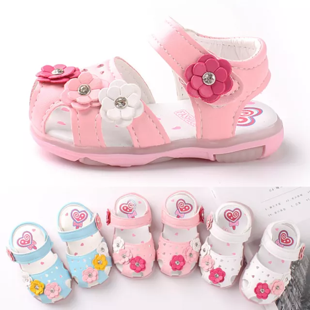 Toddler Infant Kids Baby Girls Flower LED Luminous Shoes Sneakers Sandals 0-3.5Y