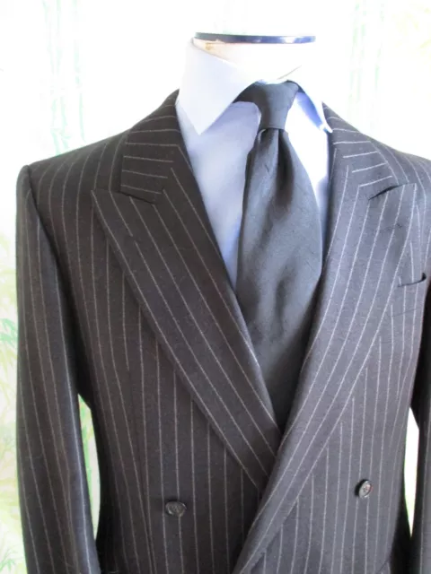 Burberry EUC charcoal gray chalk stripe wool DB blazer sport coat jacket 40R