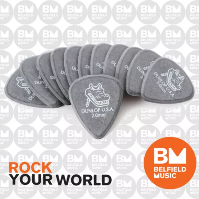 Jim Dunlop Guitar Picks Players 2.0mm Tornon Gator Grip Qty 12 Pick Pack – Grey