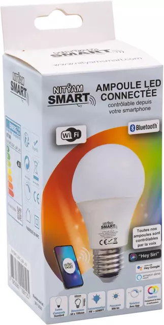 HUTAKUZE Ampoule Intelligente Wifi Led Smart Bulb E27, RGB Ampoule Connectee  Alexa 9W 806LM, Compatible Avec Alexa/Google Home/Siri, Aucun Hub Requis, 4  Pack : : Luminaires et Éclairage