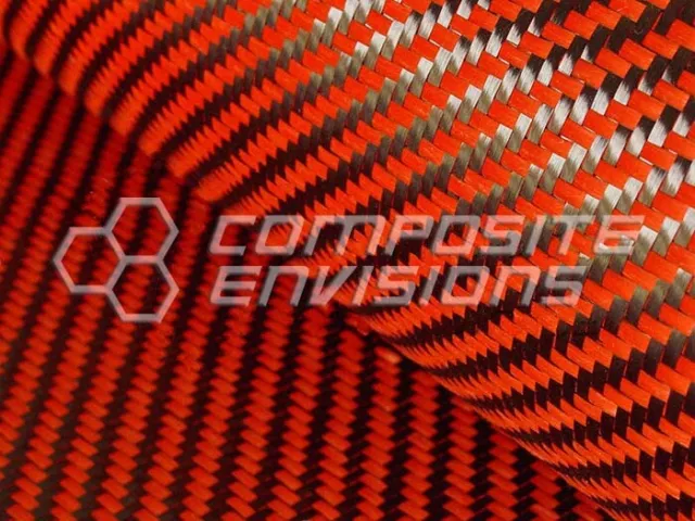 Carbon Fiber/Orange Aramid Fabric 2x2 Twill 3k 50"/127cm 5.5oz/186gsm