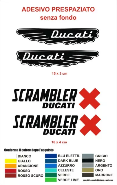 Adesivi Ducati Scrambler LOGO 4 pz stickers decals Serbatoio tank cafe racer