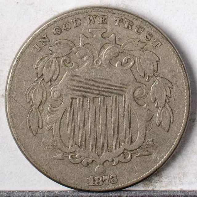 1873 Shield Nickel VF Closed 3