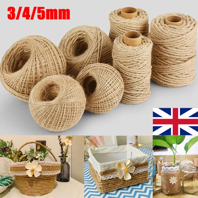 5M-50M Natural Brown Soft Jute Twine Sisal String Rustic Cord Shabby 3 ply UK