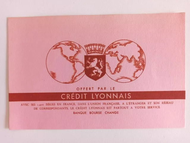 BUVARD OFFERT PAR LE CREDIT LYONNAIS  Réf 296