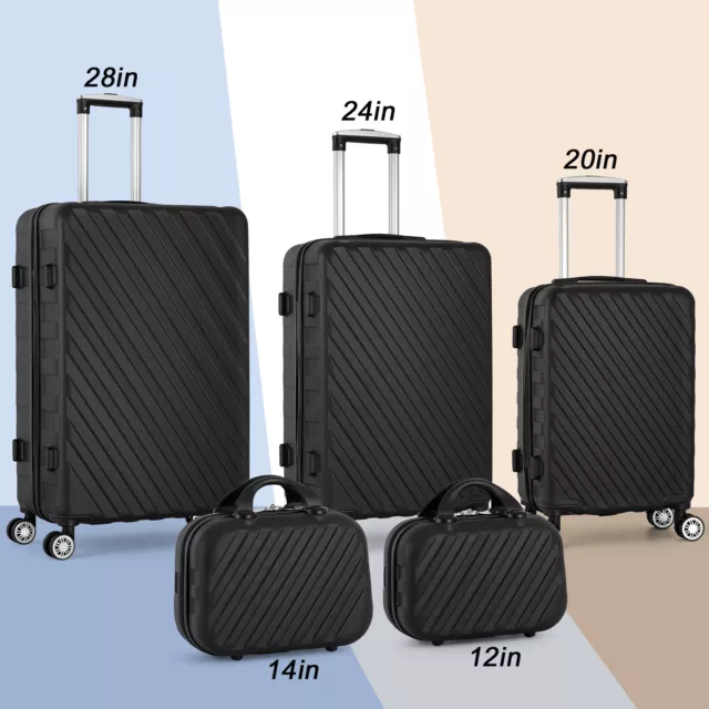 5 Pcs Travel Luggage Set Carry on Suitcase w/Spinner Wheels TSA Lock Lightweight