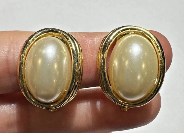 Boucles D'oreilles Vintage Clip Doré Strass Effet Aurore Boréale - Occasion