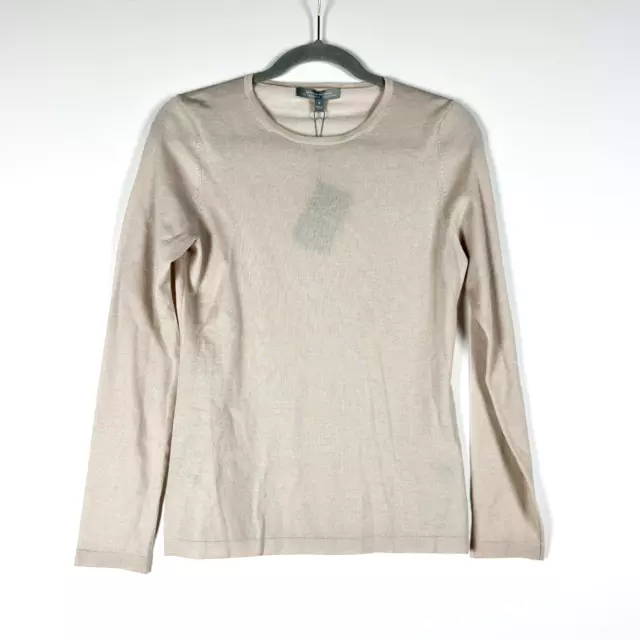 NEW Neiman Marcus Cashmere Collection Ultra Lightweight Knit Off White Sweater S