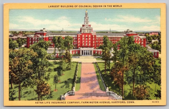 Largest Colonial Design Building Aetna Life Insurance Company Hartford Postcard