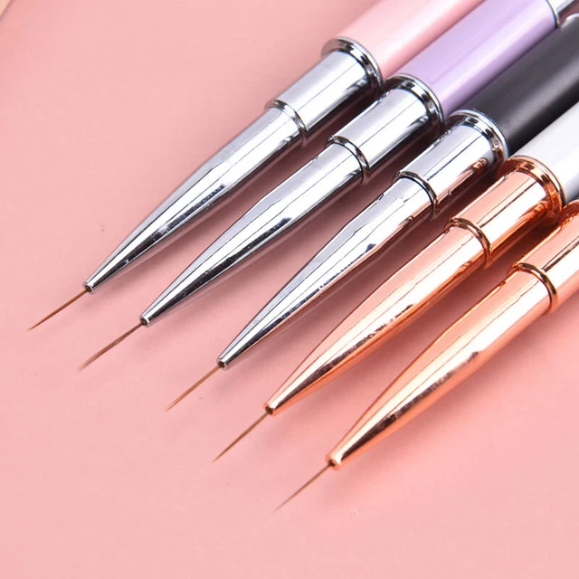 1Pc Marble Handle Nail Liner Brush Carving Flat Round UV Gel Painting Brush L ql