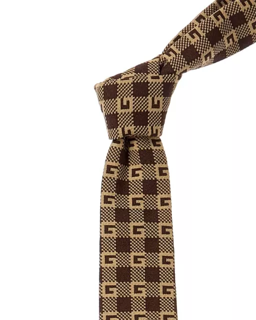 Gucci Brown Printed Silk Tie Men's Brown Os