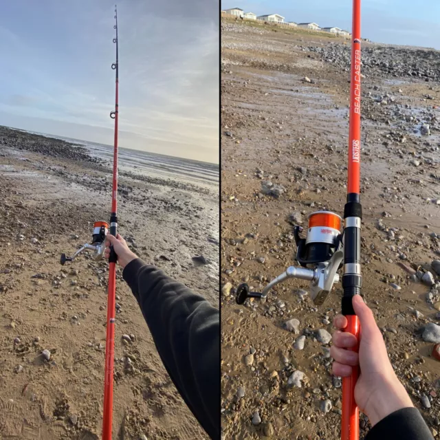 LFS Beachcaster Sea Beach Fishing Rod 12ft 2pc + LFS Atlantic 70 Reel Orange