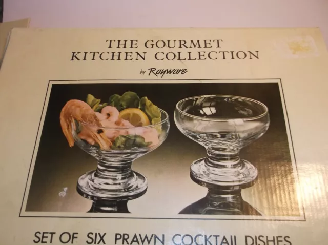 Six Vintage Prawn Cocktail Dishes - new old stock- lovely retro.