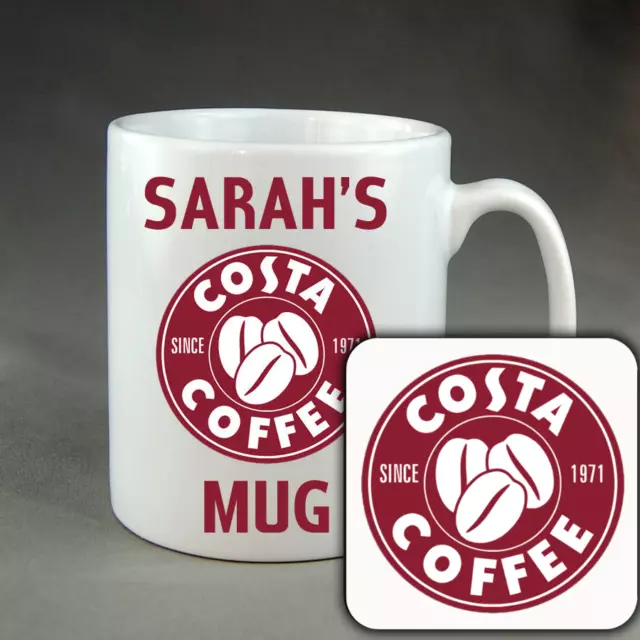 Personalised Costa Coffee Mug or Coaster or Set Gift Christmas Birthday Mum Cup