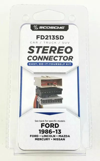 Scosche FD213SD 1986-2013 Ford Car Stereo Connector Wire Harness New Package