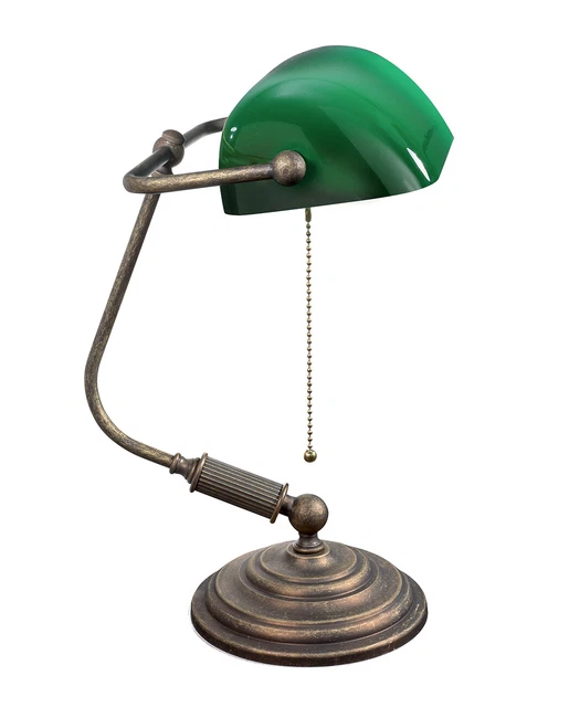 Lampada da scrivania americana ministero old england in ottone brunito ufficio