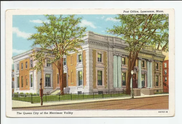 Post Office Lawrence Massachusetts Postcard Queen City of the Merrimac Valley MA