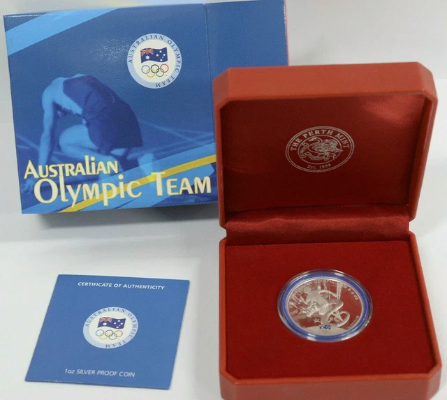 2008 1 AUSTRALIAN Olympic Team 1oz Silver Proof Coin 8808 Perth Mint
