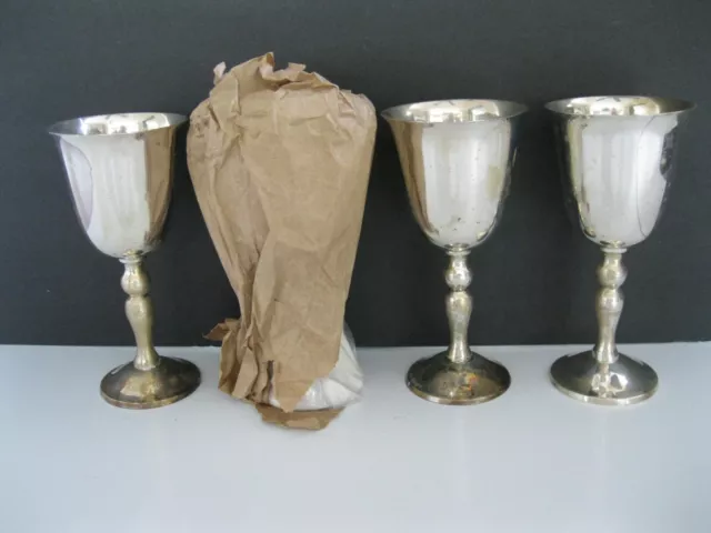 4 Vintage Towle E.P.N.S. Leonard Wine Silverplate Cocktail Glasses made in India