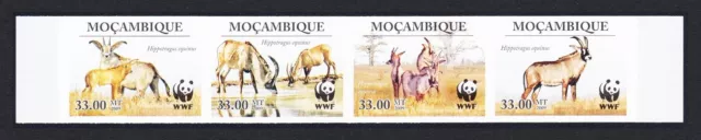 Mozambique WWF Roan Antelope Imperf strip of 4v 2010 MNH MI#3658-3661 Sc#1930