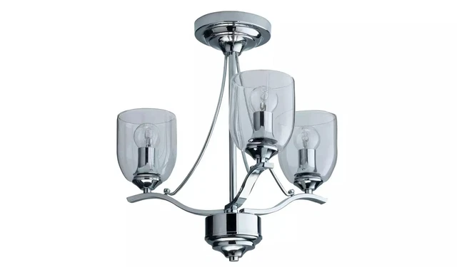 Fae 3 Light Glass Ceiling Fitting - Chrome